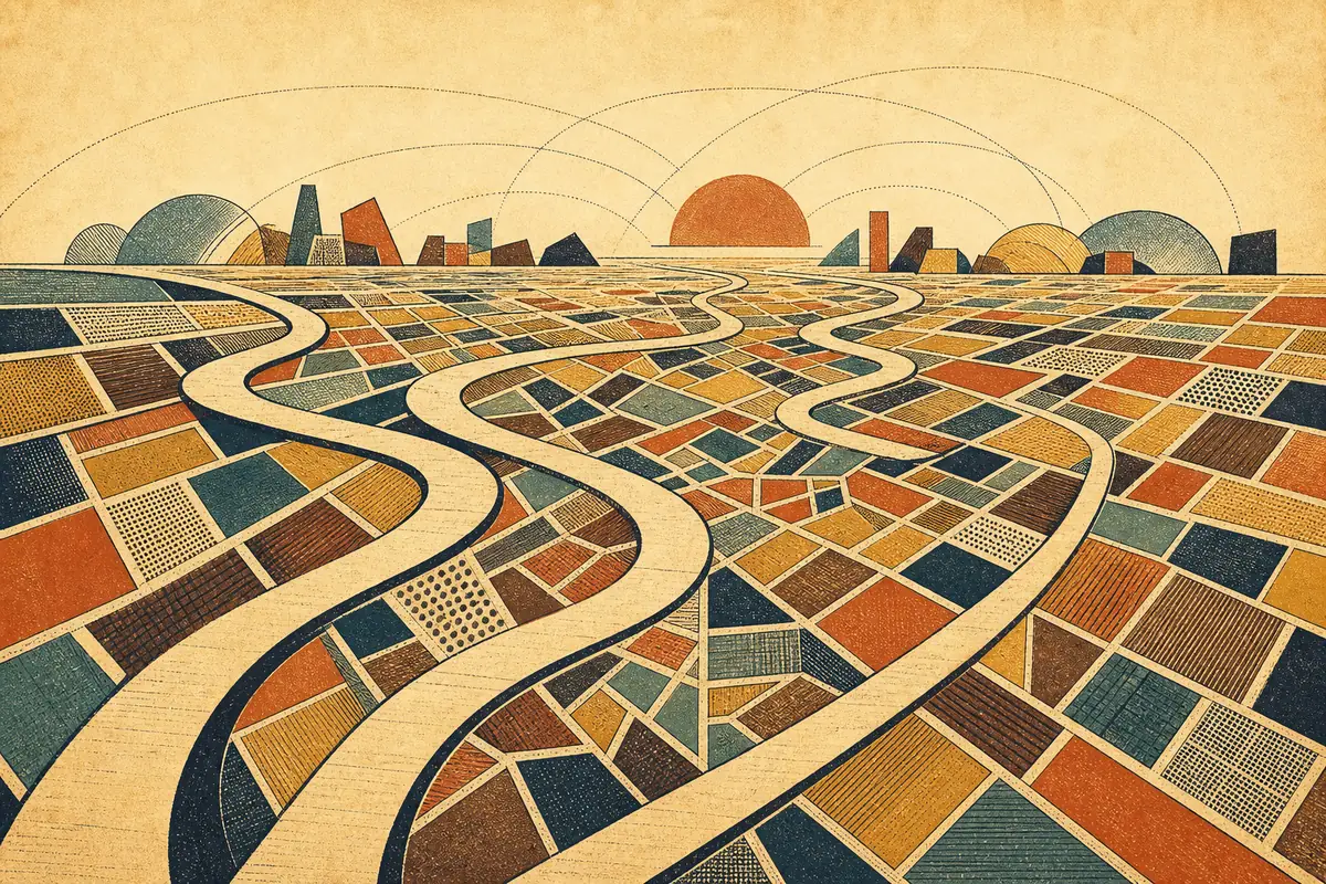 Abstract illustrated map composition for Norman, United States