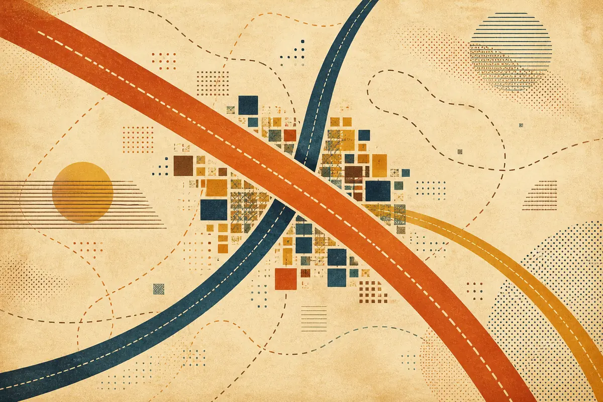 Abstract illustrated map composition for North Andover, United States