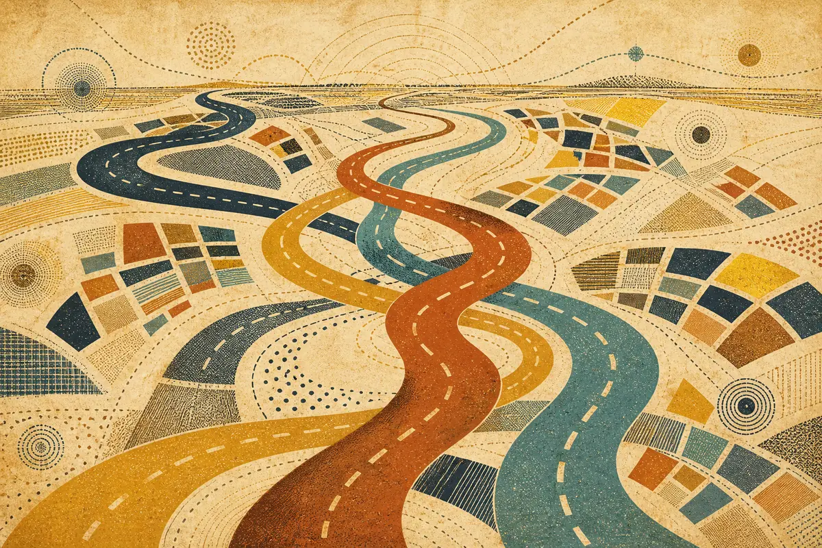 Abstract illustrated map composition for North Brunswick, United States