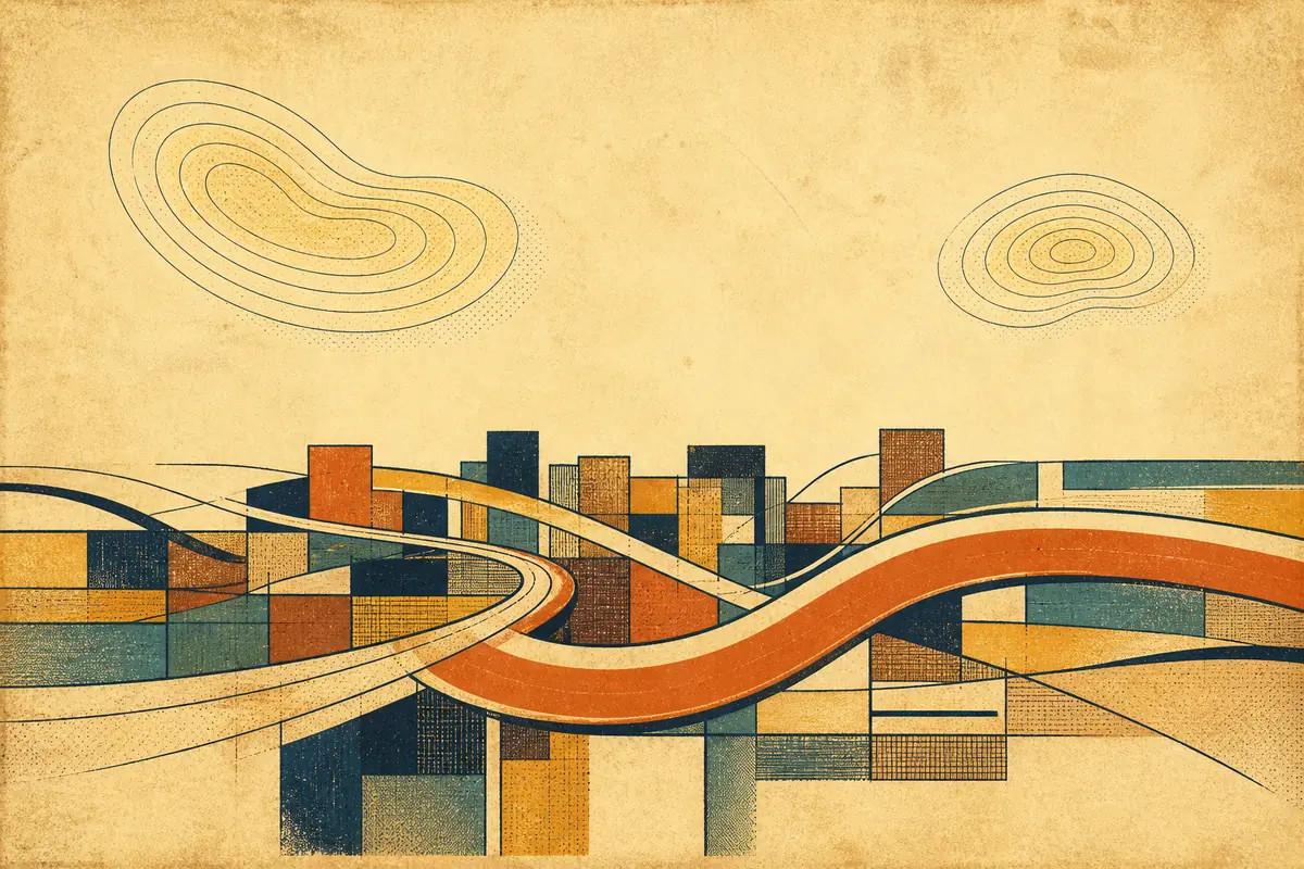 Abstract illustrated map composition for North Charleston, United States