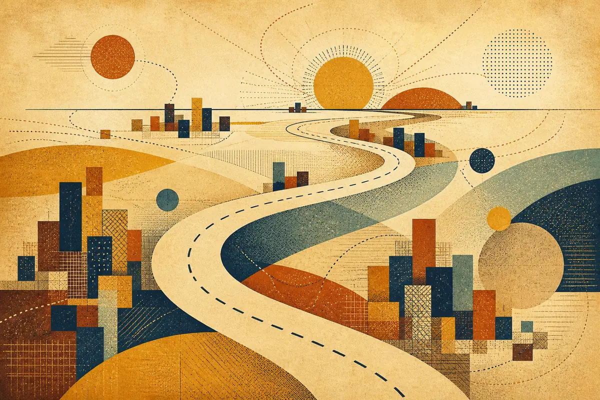 Abstract illustrated map composition for North Chicago, United States