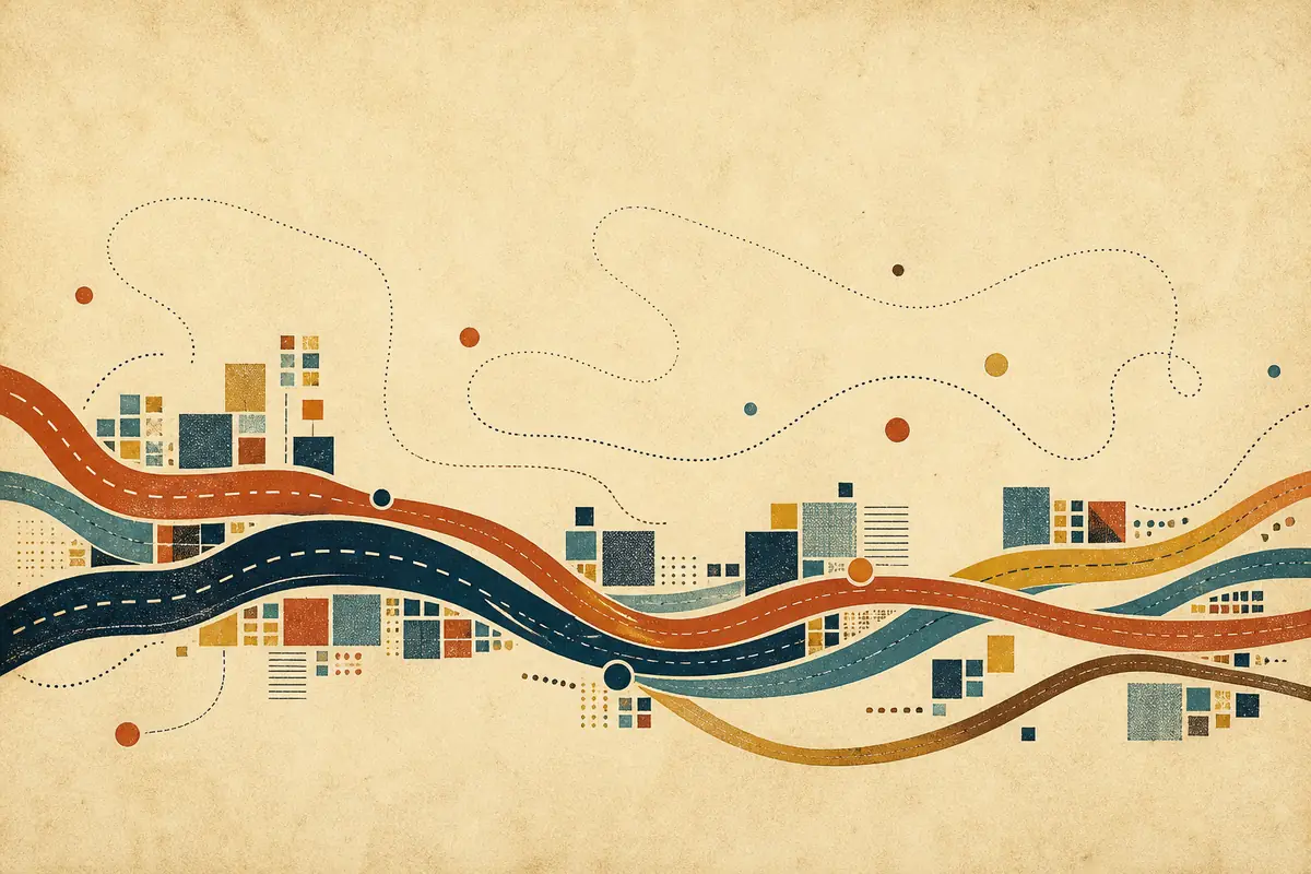Abstract illustrated map composition for North Fort Myers, United States
