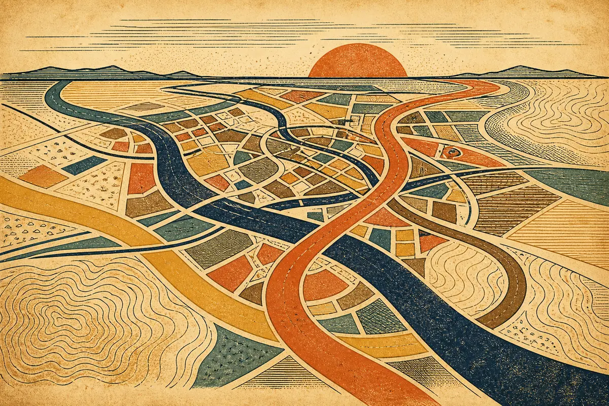 Abstract illustrated map composition for North Hempstead, United States