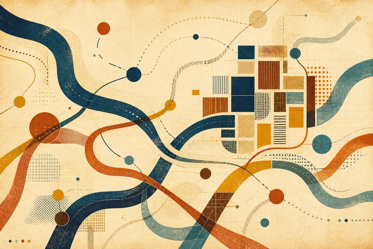 Abstract illustrated map composition for North Highlands, United States