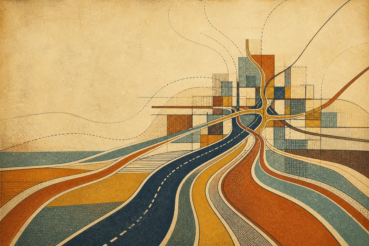 Abstract illustrated map composition for North Las Vegas, United States