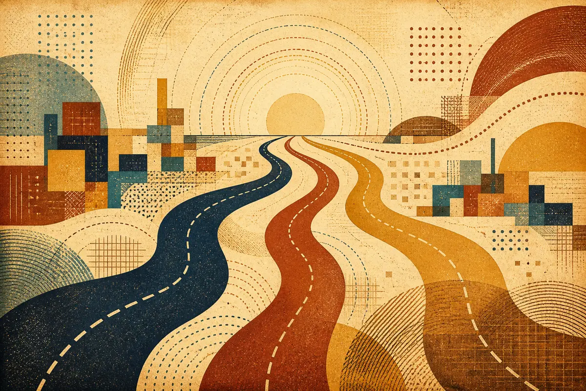Abstract illustrated map composition for North Olmsted, United States