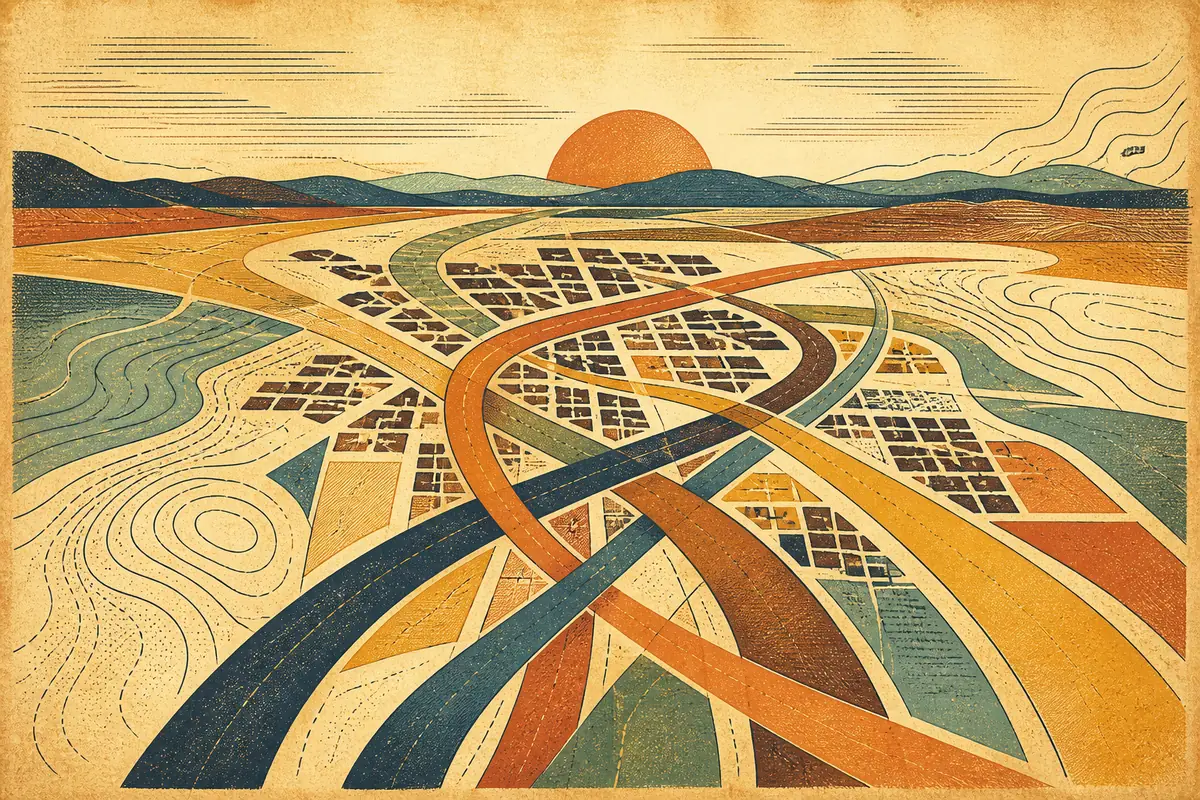 Abstract illustrated map composition for North Port, United States