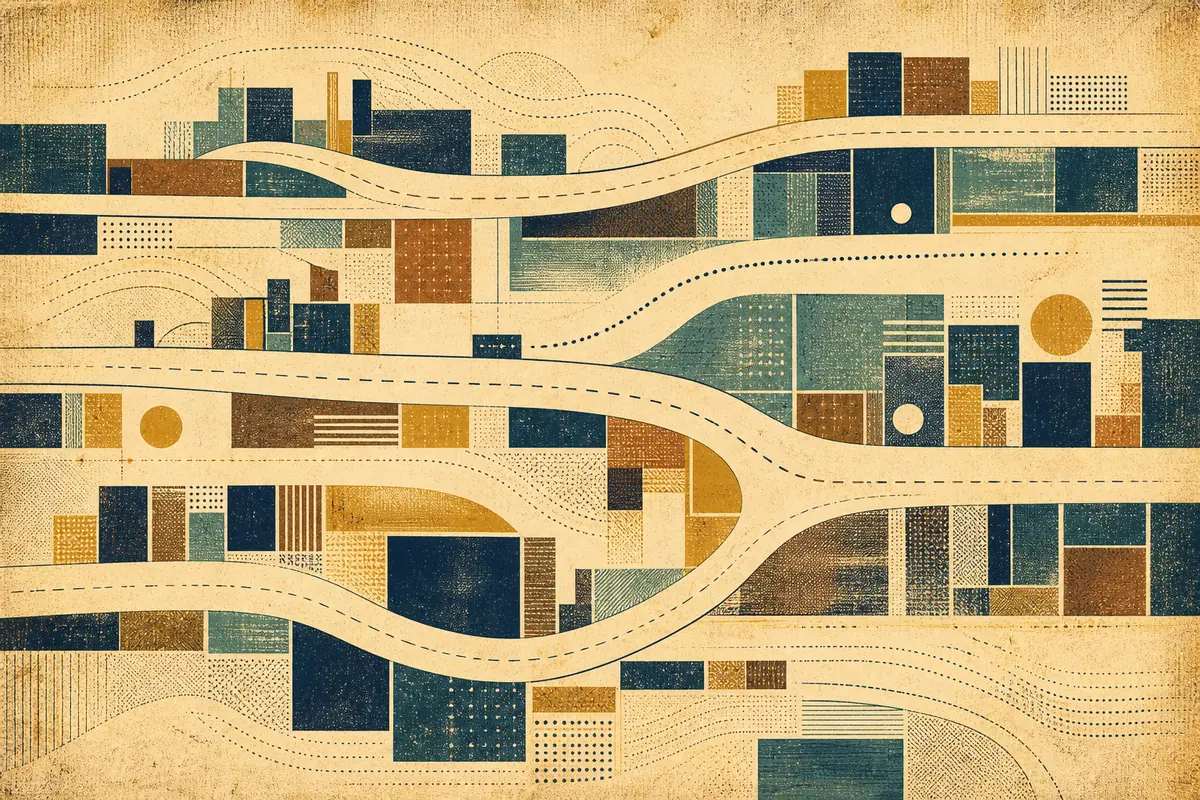 Abstract illustrated map composition for North Ridgeville, United States