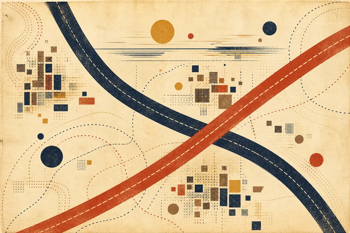 Abstract illustrated map composition for North Royalton, United States