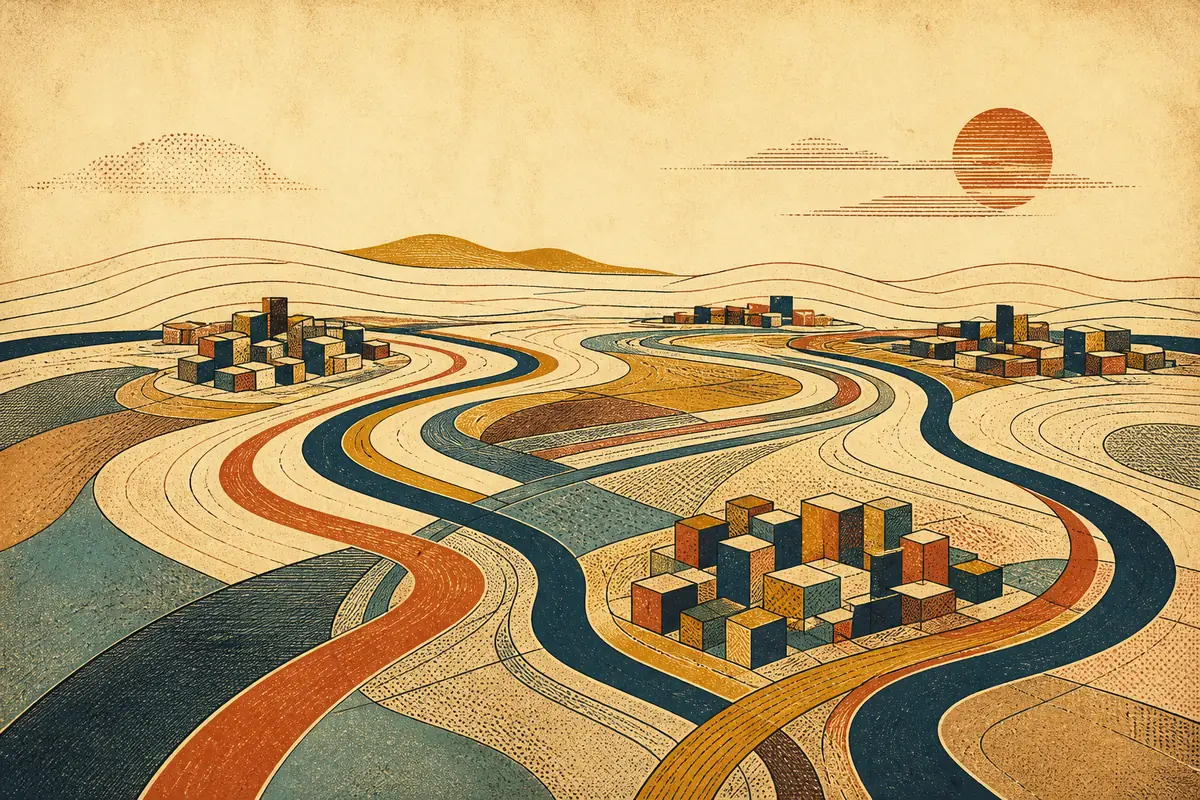 Abstract illustrated map composition for Norwalk, United States