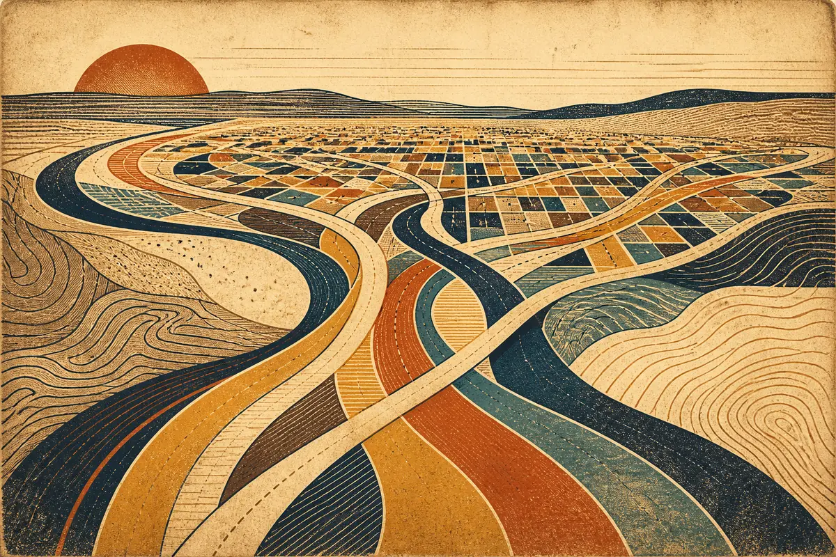 Abstract illustrated map composition for Norwalk, United States