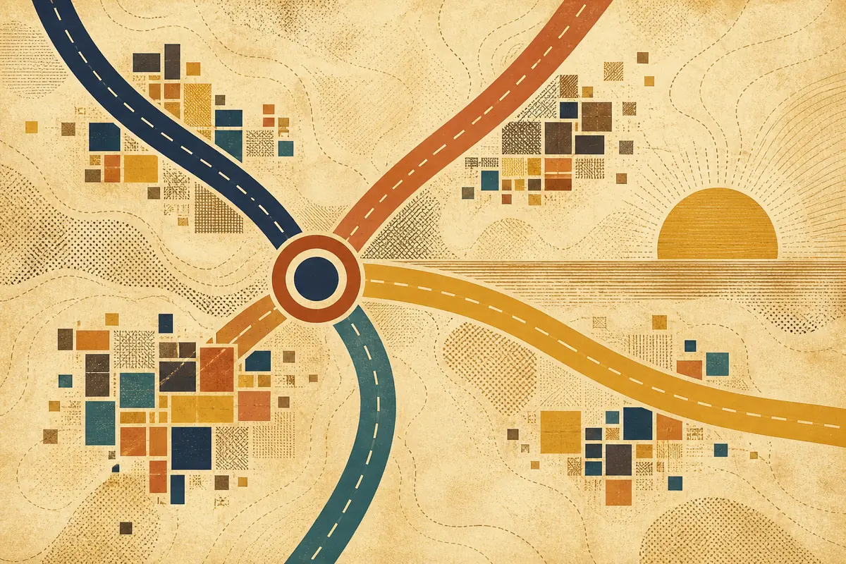 Abstract illustrated map composition for Norwood, United States