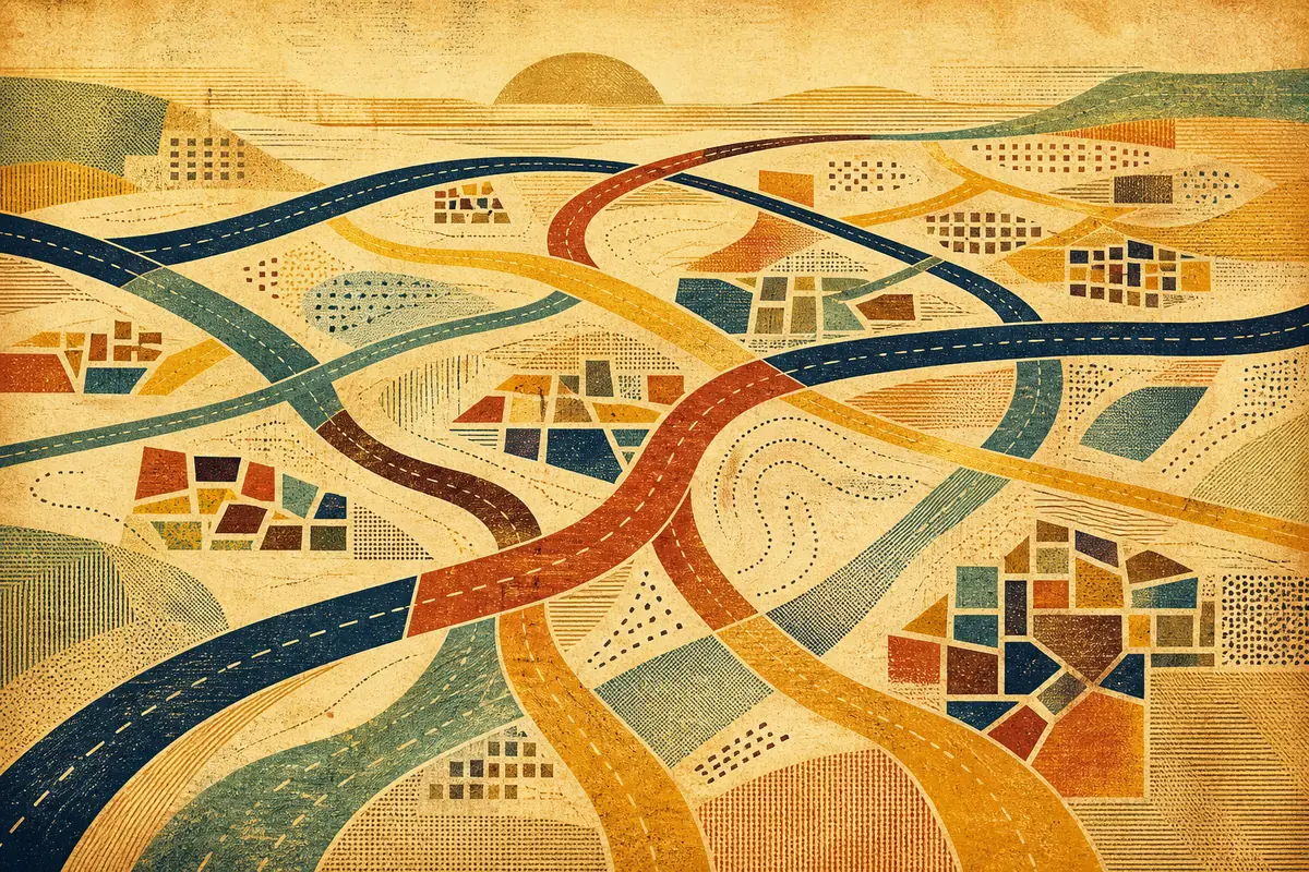 Abstract illustrated map composition for Novato, United States