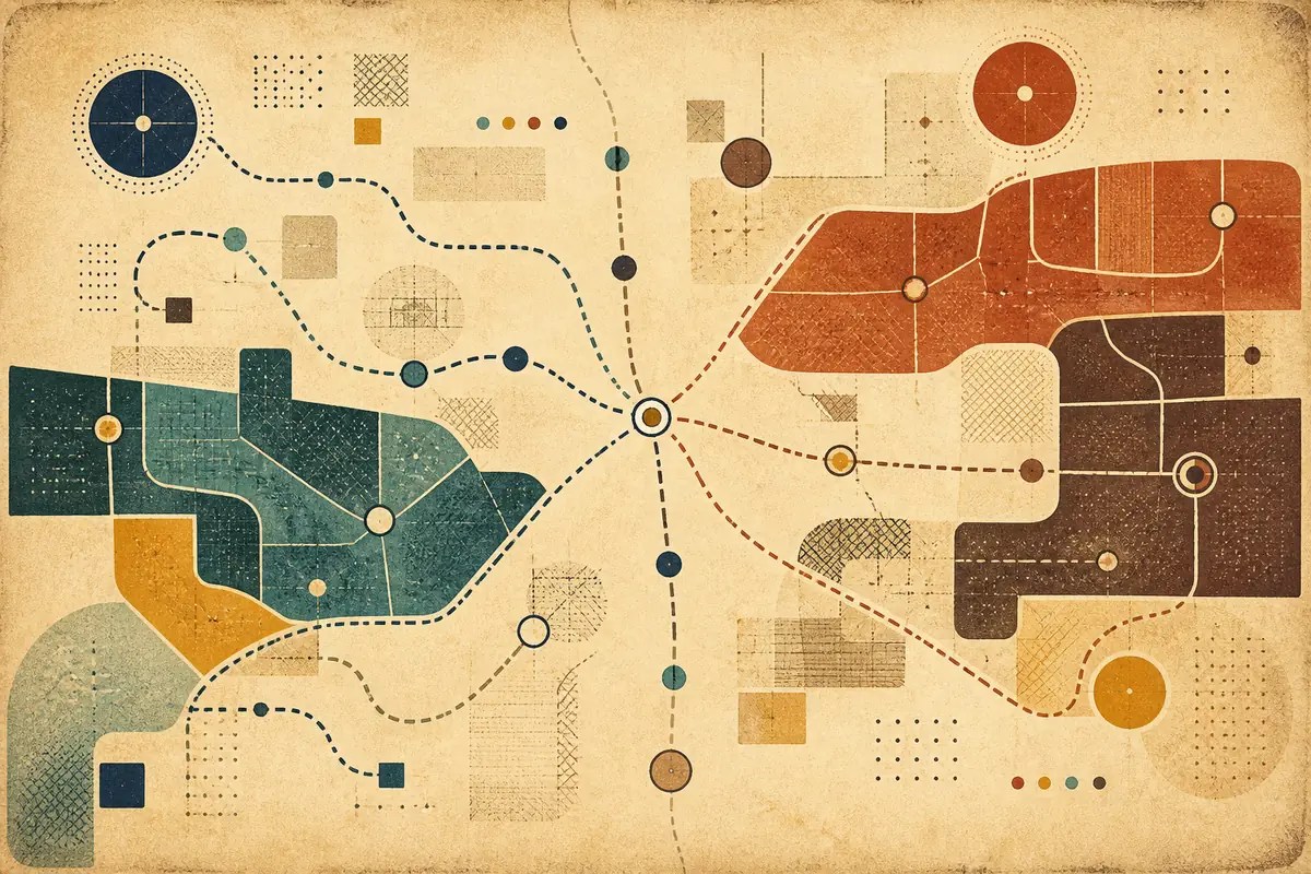 Abstract illustrated map composition for O'Fallon, United States