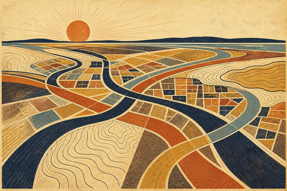 Abstract illustrated map composition for O'Fallon, United States