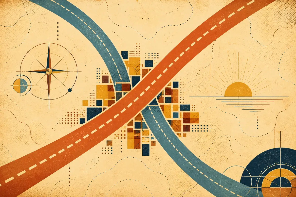 Abstract illustrated map composition for Oak Park, United States