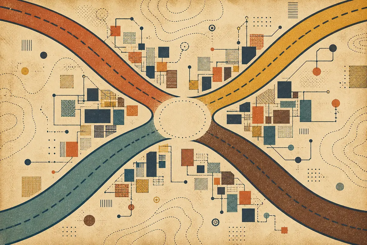 Abstract illustrated map composition for Oak Park, United States