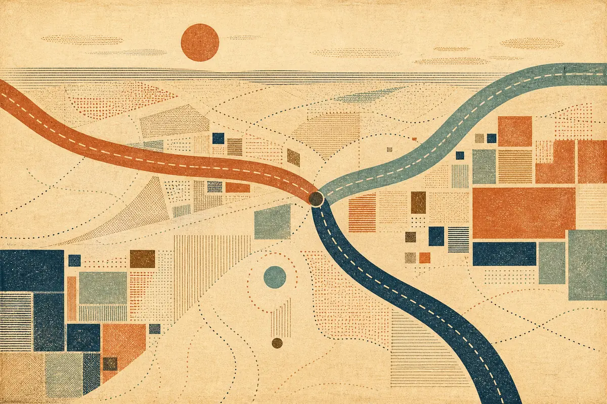 Abstract illustrated map composition for Oakleaf Plantation, United States