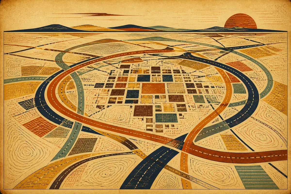 Abstract illustrated map composition for Ocala, United States