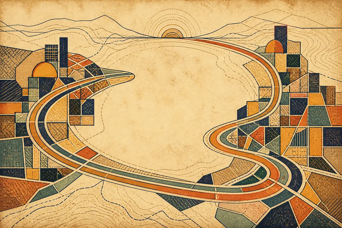 Abstract illustrated map composition for Oceanside, United States