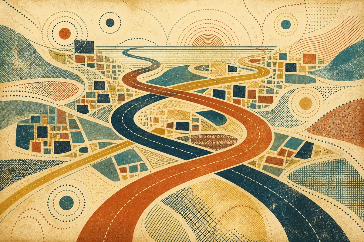 Abstract illustrated map composition for Ocoee, United States