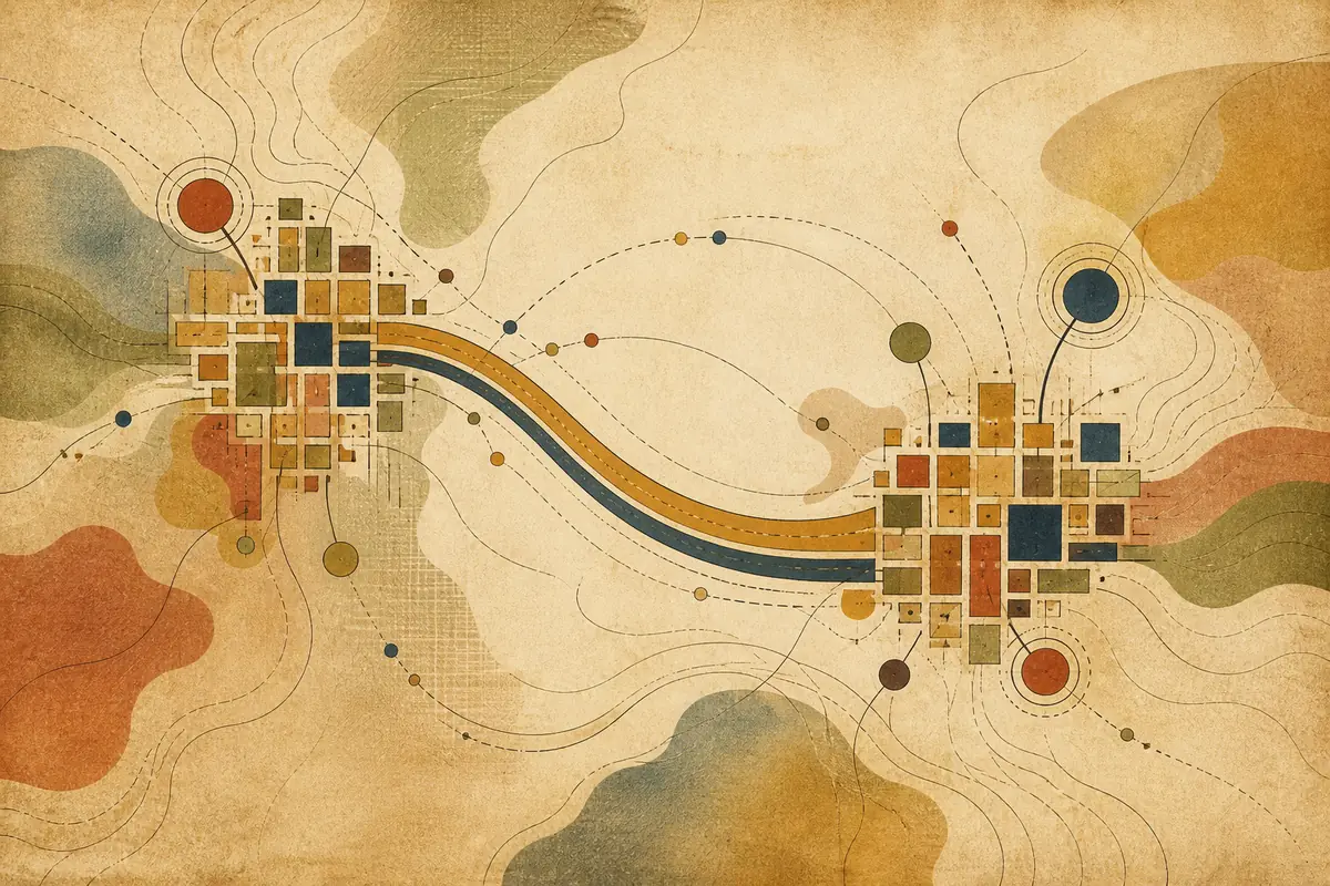 Abstract illustrated map composition for Ogden, United States