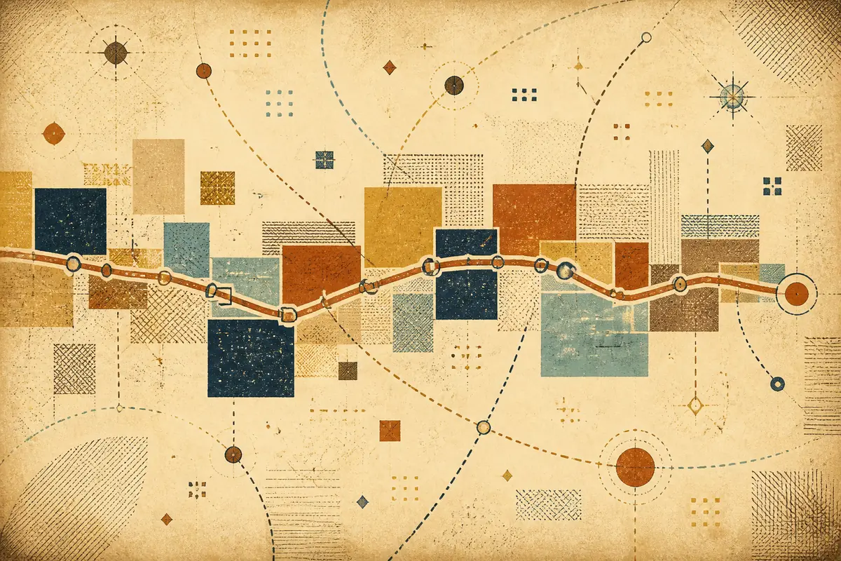 Abstract illustrated map composition for Oildale, United States