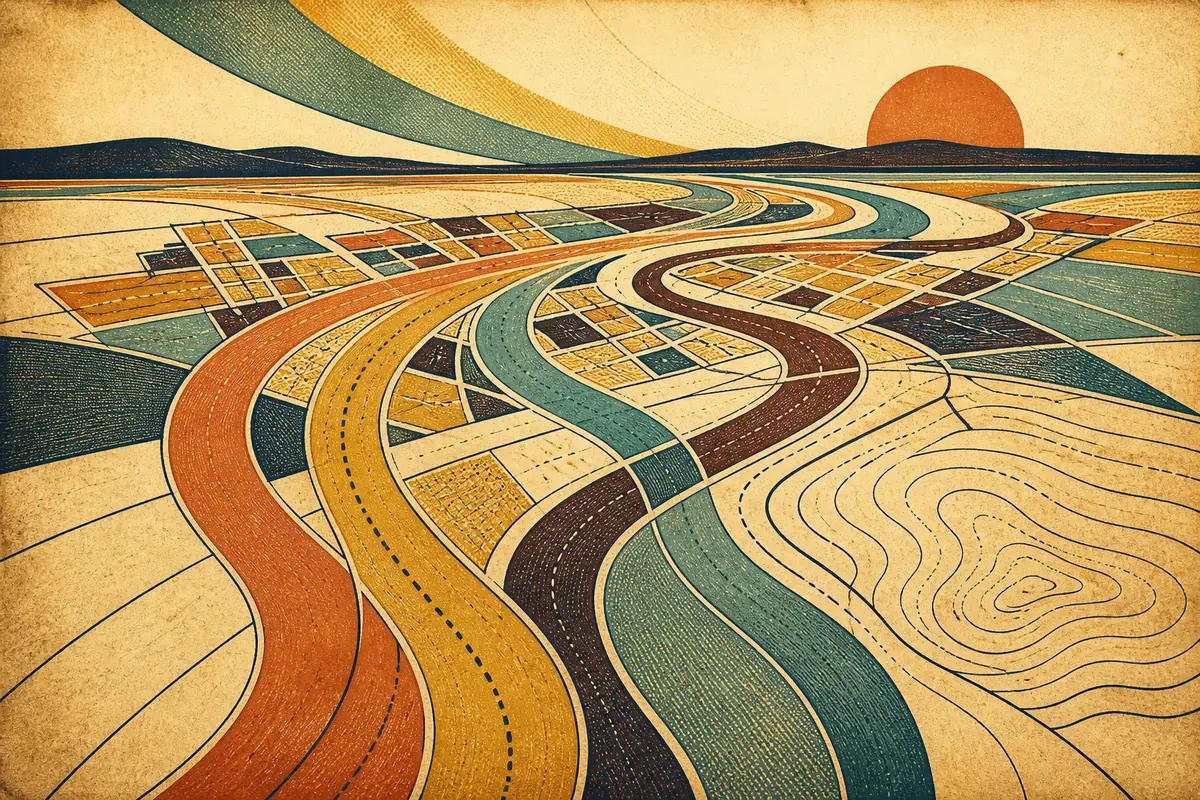 Abstract illustrated map composition for Olathe, United States