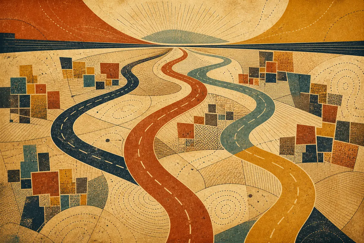 Abstract illustrated map composition for Olive Branch, United States