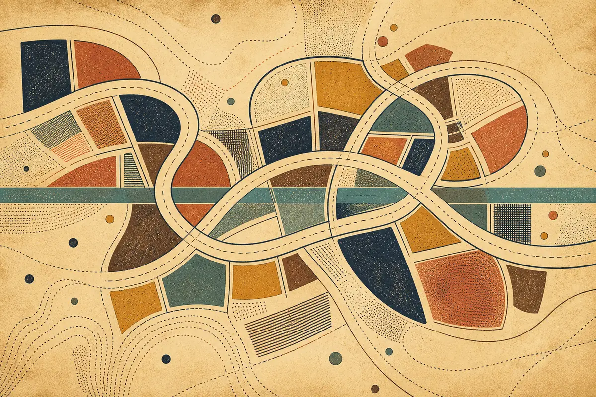 Abstract illustrated map composition for Olney, United States