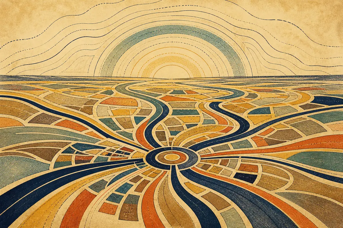 Abstract illustrated map composition for Olympia, United States