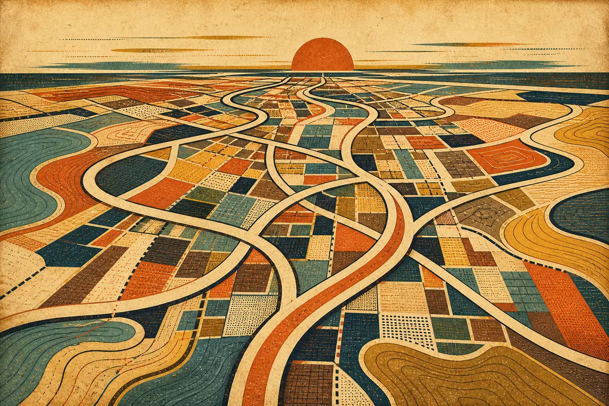 Abstract illustrated map composition for Omaha, United States