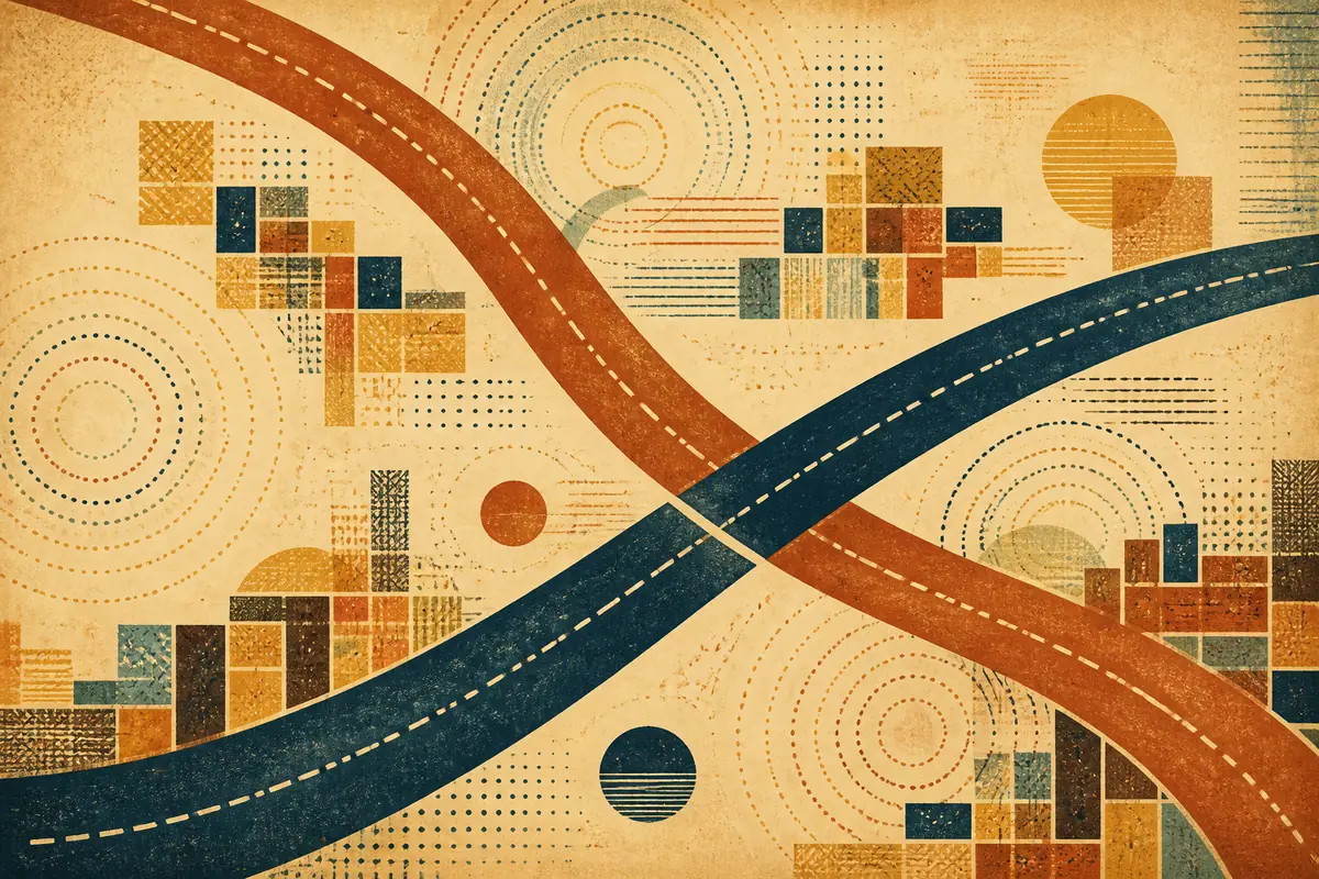 Abstract illustrated map composition for Opelika, United States