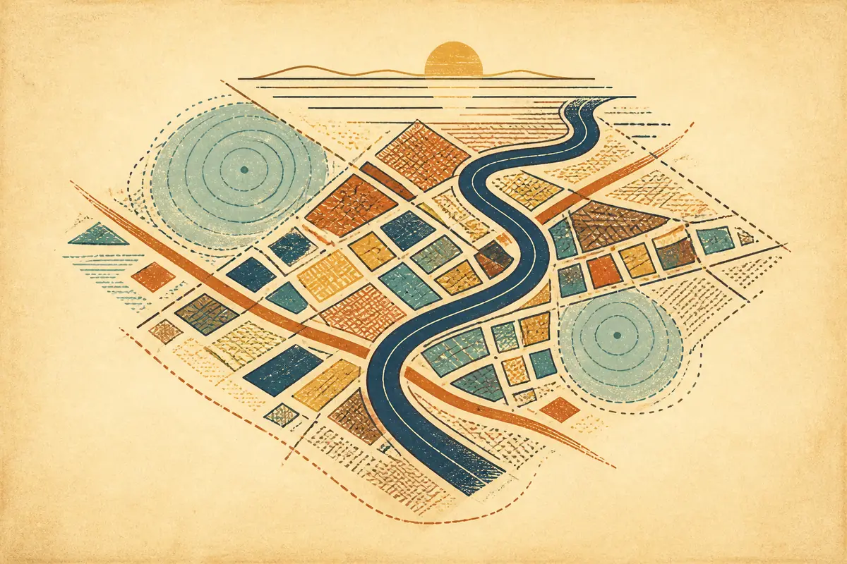 Abstract illustrated map composition for Orange, United States