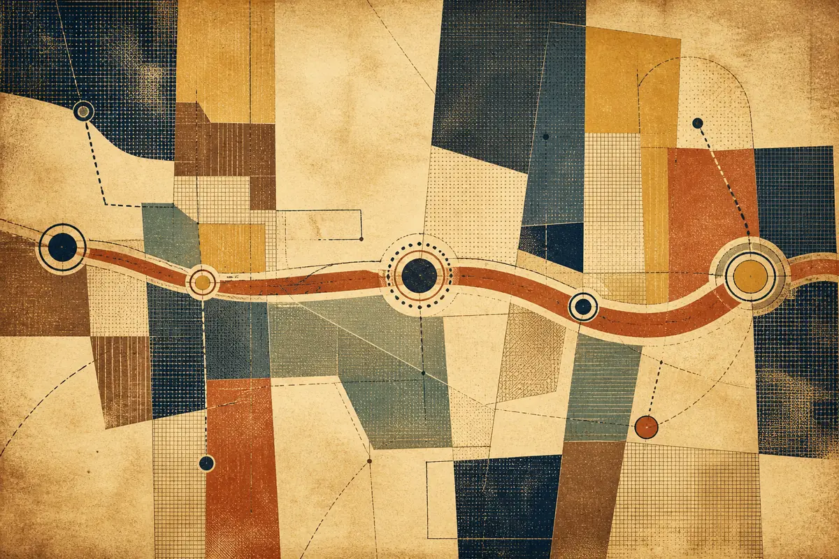 Abstract illustrated map composition for Orangetown, United States