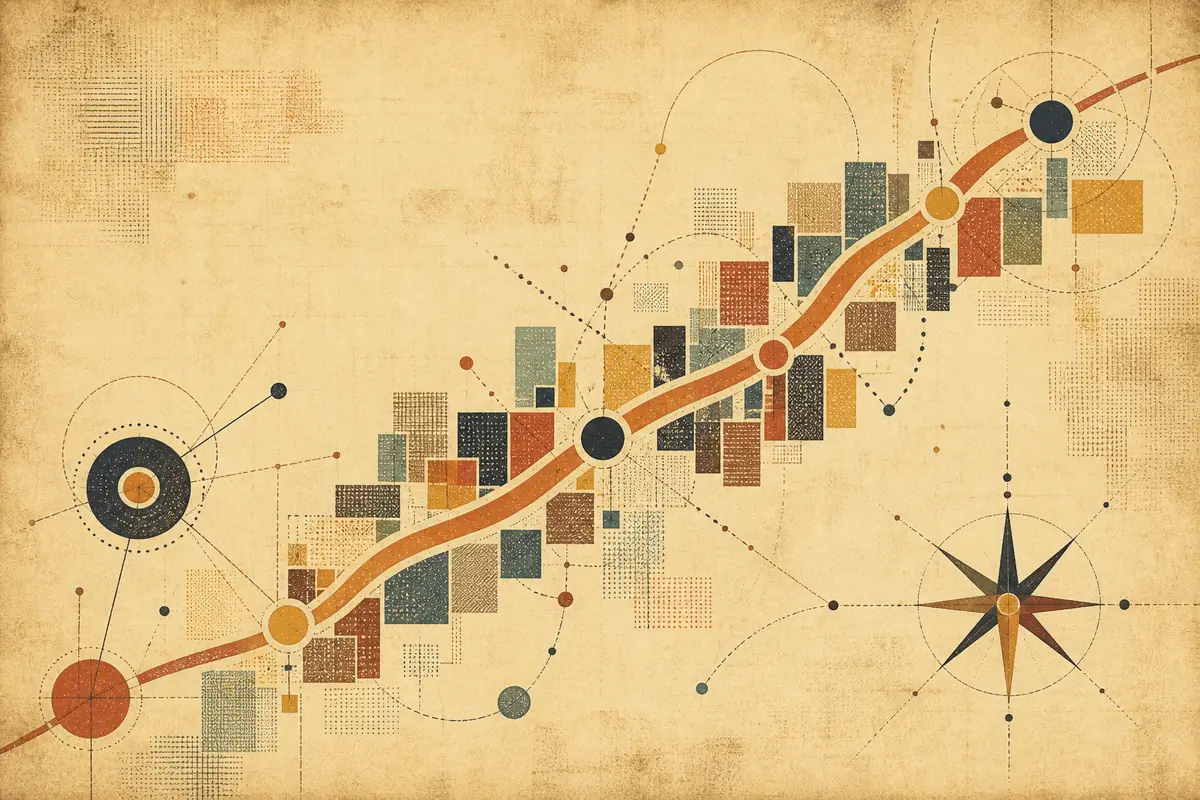 Abstract illustrated map composition for Orangevale, United States