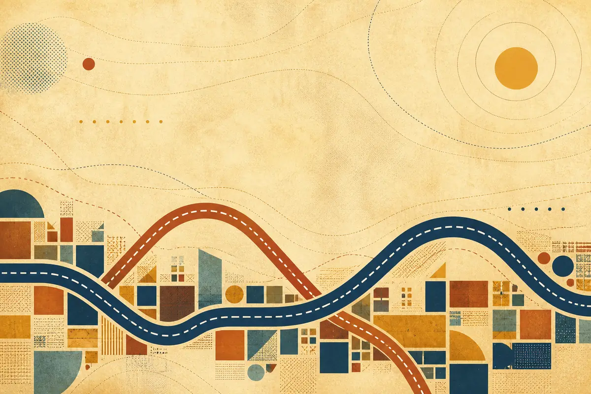 Abstract illustrated map composition for Orcutt, United States