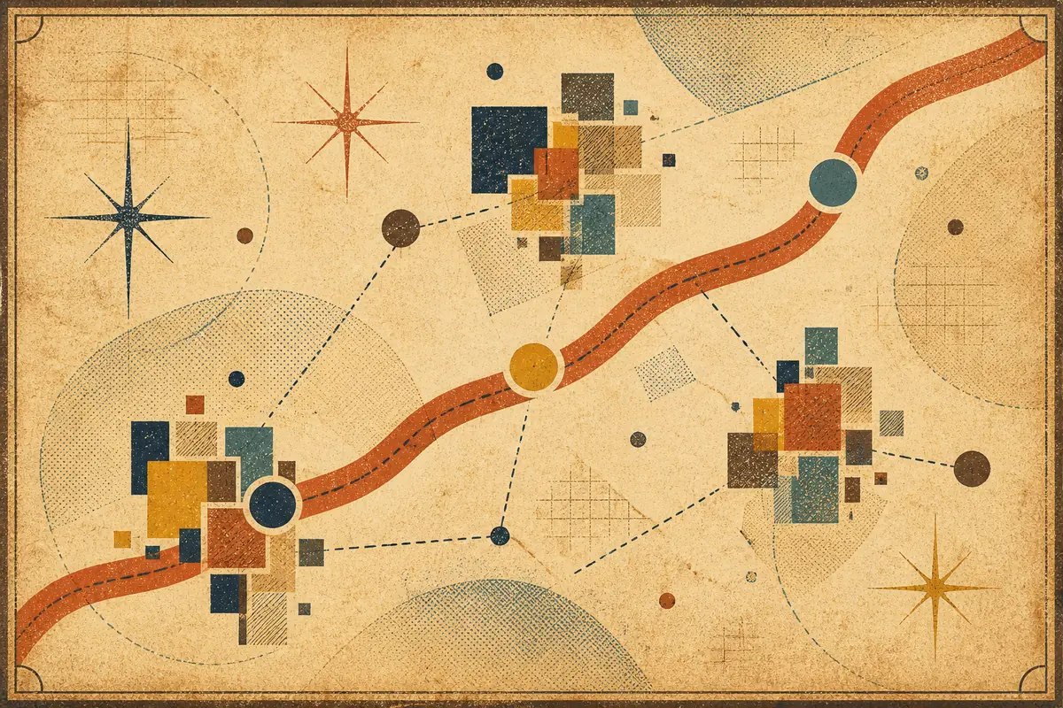 Abstract illustrated map composition for Oregon City, United States