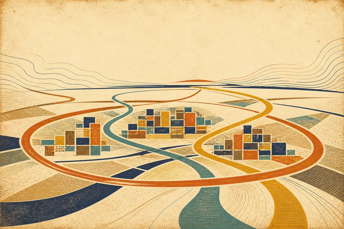 Abstract illustrated map composition for Orem, United States