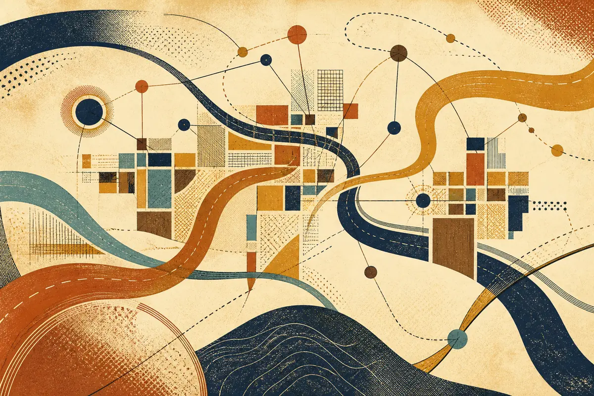Abstract illustrated map composition for Oro Valley, United States