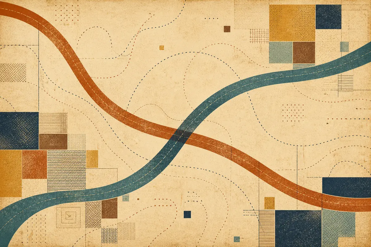 Abstract illustrated map composition for Ossining, United States