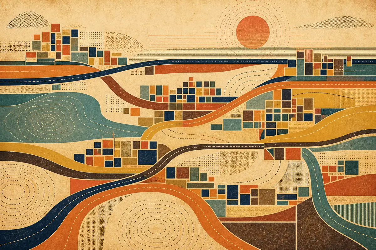 Abstract illustrated map composition for Oswego, United States
