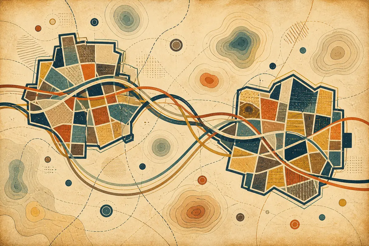 Abstract illustrated map composition for Overland Park, United States