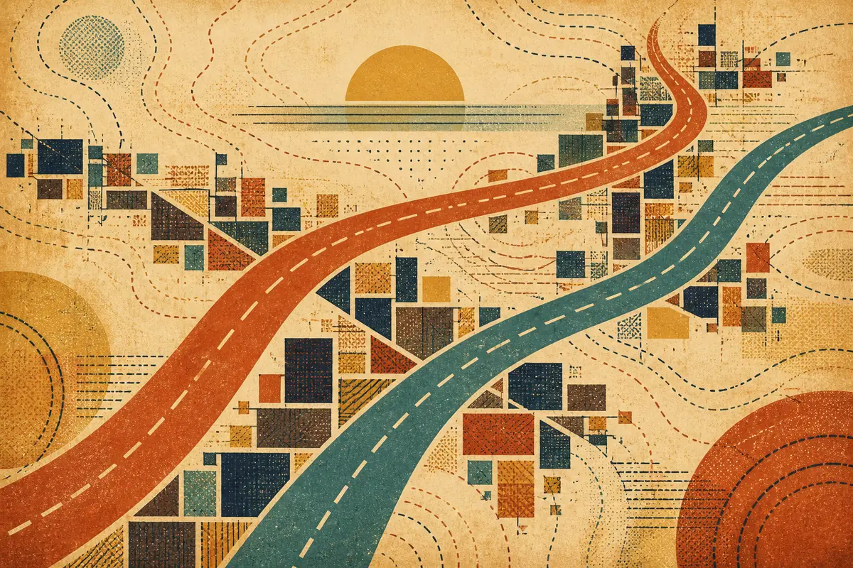 Abstract illustrated map composition for Owasso, United States