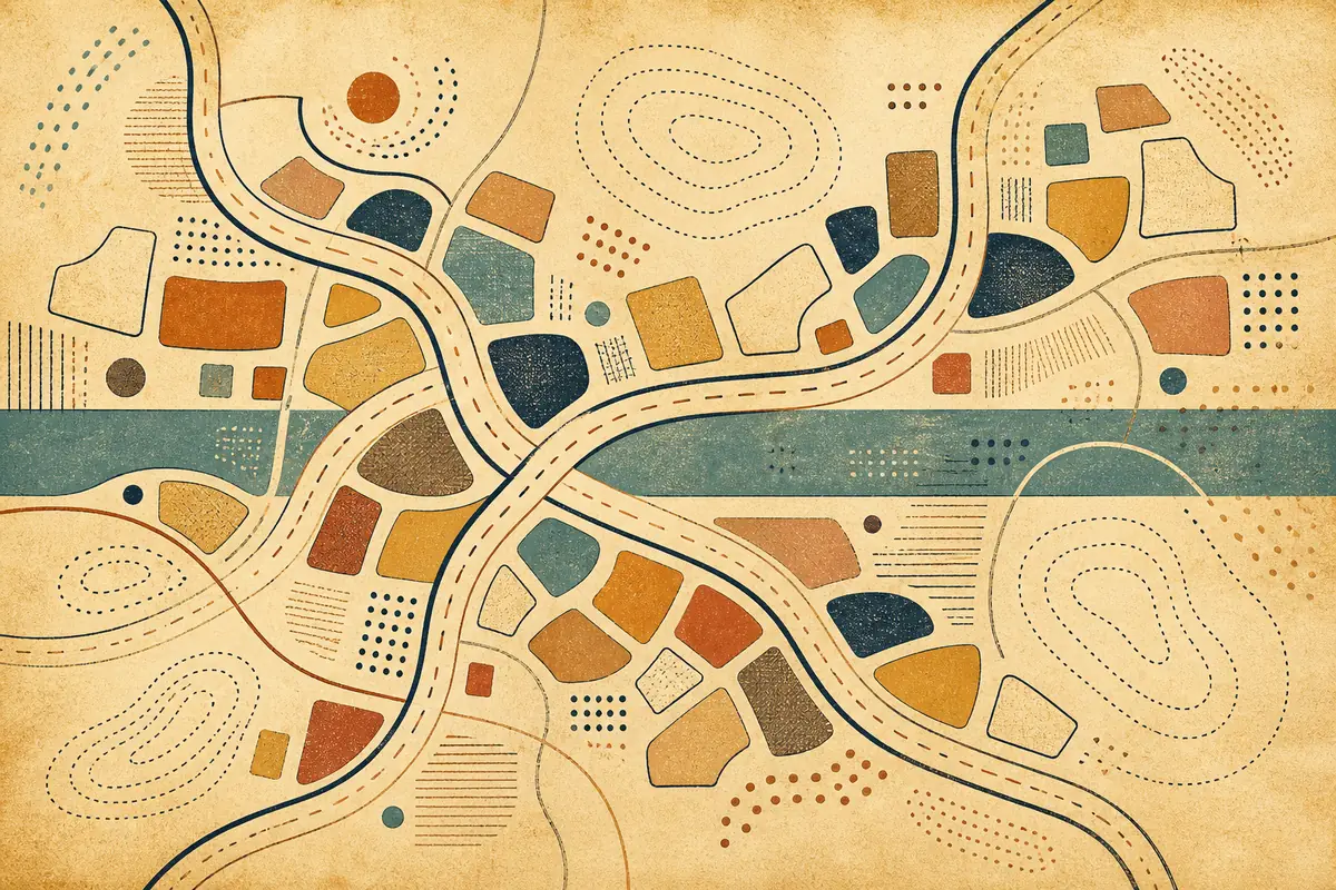 Abstract illustrated map composition for Owings Mills, United States