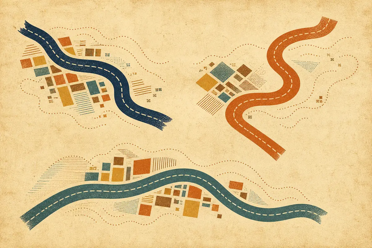 Abstract illustrated map composition for Pahrump, United States