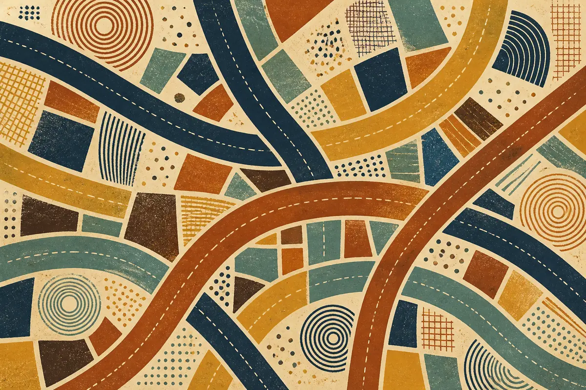Abstract illustrated map composition for Palm Desert, United States