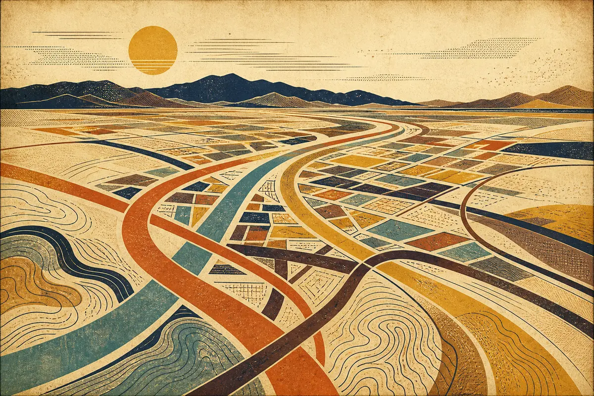 Abstract illustrated map composition for Paradise, United States