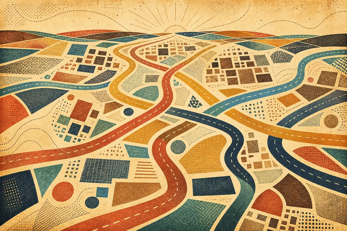 Abstract illustrated map composition for Paramount, United States