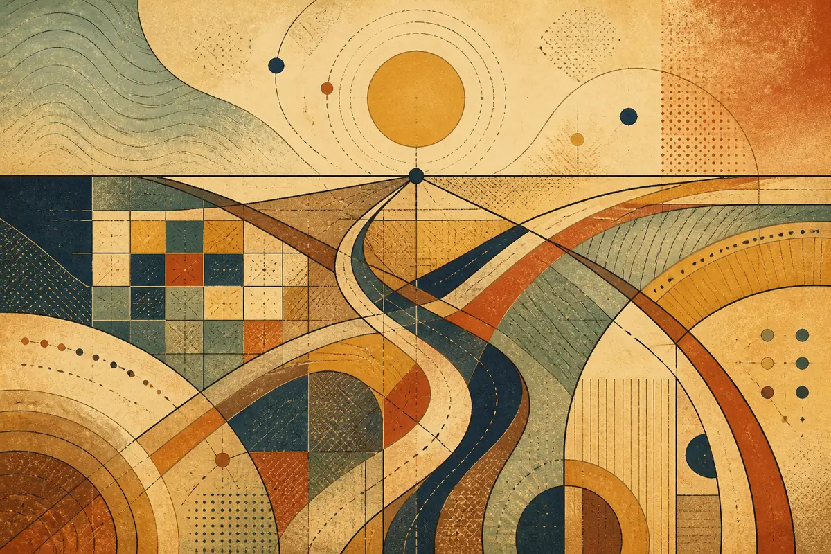 Abstract illustrated map composition for Parker, United States
